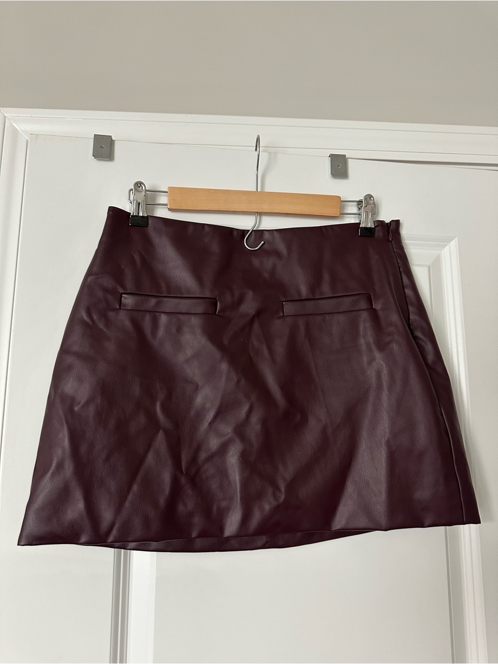 A new day burgundy pleather mini skirt size 8